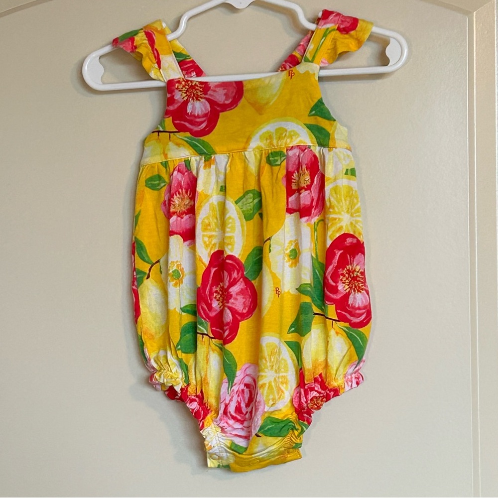 6-12M Posh Peanut Annika Capsleeve Henley Bubble Romper